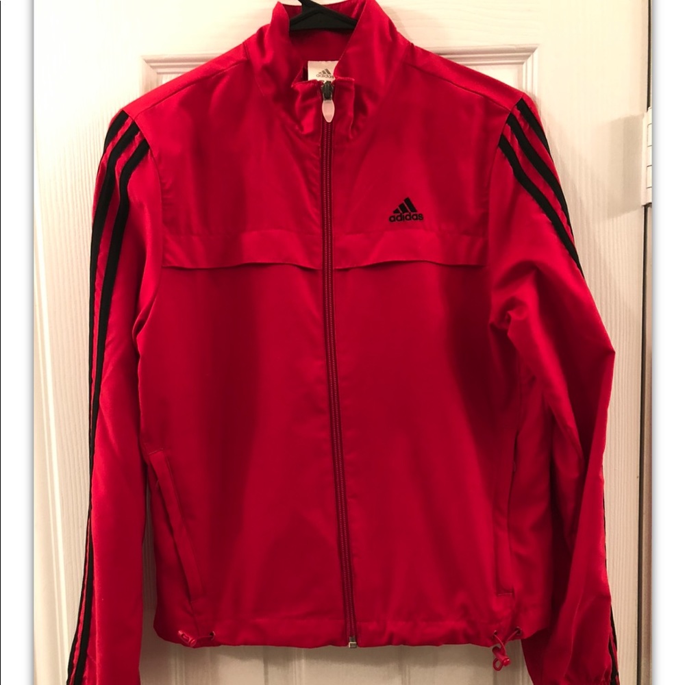 Adidas Red Black Training Track Jacket Zip Up S